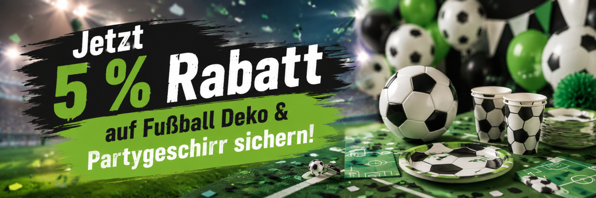 Fußball WM 2026 Rabattaktion: 5 % auf Fußballdeko &amp; Partygeschirr sichern! - Fußball WM 2026 Rabattaktion – 5 % auf Deko &amp; Partygeschirr