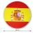 Großer, runder Dekohänger mit Spanien Flagge aus Karton und 28 cm Durchmesser Abmessungsanzeige.