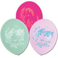6 farbige Luftballons mit Pferde Motiven für die...