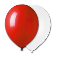 10 rote und weiße Qualitäts-Luftballons im Sparset.