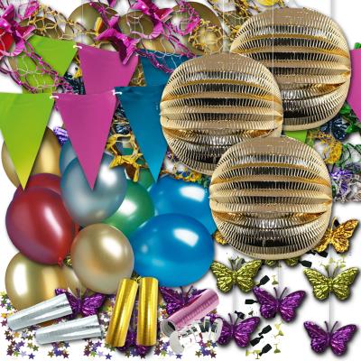 Großes Partydekoset mit Glitzer Partydeko für zahlreiche Mottopartys wie Silvester, Geburtstag, Kindergeburtstag, Fasching, Karneval oder Glitzerpartys.