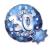 1 blauer Folienballon mit Happy Birthday 30 Motiv in silber und dekorativen Punkten in verschiedenen Blautönen und Silber.