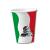 10 Pappbecher im Design der Italien Flagge in grün-weiß-rot und mit Italien Motiv.
