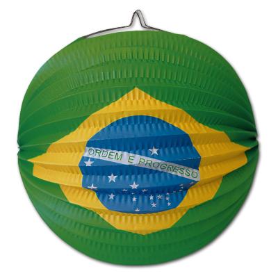 Papier-Lampion rund mit Aufdruck der Brasilien Flagge.