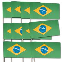 10 Fähnchen am 40 cm Holzstab mit Brasilien Flaggen...