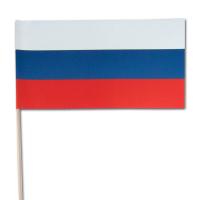 Russland Flagge aus schwer entflammbarem Papier und am ca. 40 cm langen Holzstab.