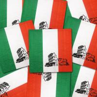 Mix aus mehreren Italien Flagge Servietten grün-weiß-rot mit schwarzem Kolosseum Motiv