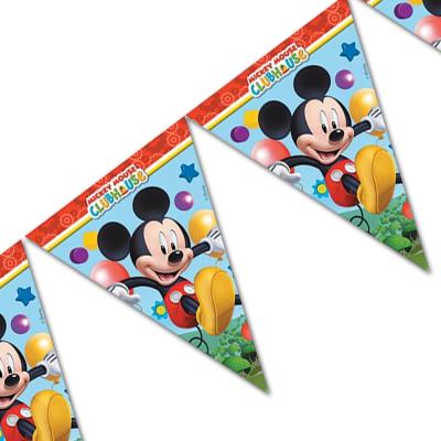 Bunte Kunststoff Wimpelgirlande mit Mickey Mouse Motiven für die Kindergeburtstag Mottoparty.