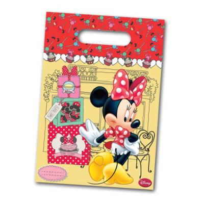 Bunte Partytaschen mit Minni Mouse Motiv für die Mitgebsel und Partygeschenke der Kindergeburtstag Mottoparty.