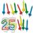Bunte Zahlenkerze 25 mit einfärbigen Geburtstagskerzen in rot, gelb, blau und grün inklusive Kerzenhalter.