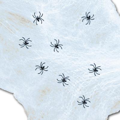 Deko Spinnennetz mit 8 Plastikspinnen für eine gruselige Halloweendeko