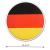 Dekohänger rund mit Deutschland Flagge Motiv und Abmessungsanzeige von 13,5 cm Durchmesser.