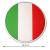 Dekohänger rund mit Italien Flagge Motiv und Abmessungsanzeige von 13,5 cm Durchmesser.