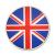 Runder, beidseitig bedruckter Dekohänger mit Großbritannien Flagge Motiv mit transparenter Nylonschnur zum Aufhängen.