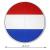 Dekohänger rund mit Niederlande Flagge Motiv und Abmessungsanzeige von 13,5 cm Durchhmesser.