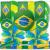 Brasilien Deko Set mit blau-gelb-grünen Partyartikel in den Farben der brasilianischen Länderflagge.
