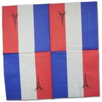 Aufgefaltete Papierservietten mit Frankreich Flagge und...