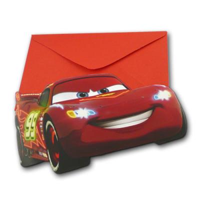 Großansichter des Cars Motivs von Lightning McQueen auf den Kindergeburtstag Einladungskarten.