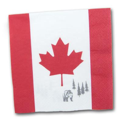 20 rot-weiße Kanada Motivservietten mit dem typischen Ahorn Motiv.