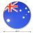 Großer, runder Dekohänger mit Australien Flagge aus beidseitig bedrucktem Karton und 28 cm Durchmesser Abmessungsanzeige.