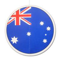 Beidseitig bedruckter Dekohänger Australien mit dem Motiv der australischen Flagge 13,5 cm Durchmesser und Nylonschnur zum Aufhängen.
