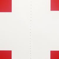 Großaufnahme des Deckenhänger Schweiz Flagge 28 cm Durchmesser aus Karton.