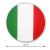 Großer, runder Deckenhänger mit Italien Flagge aus Karton und 28 cm Durchmesser Abmessungsanzeige.