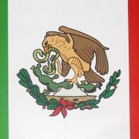 Großaufnahme des Dekohänger Mexiko Flagge 28 cm aus Karton.
