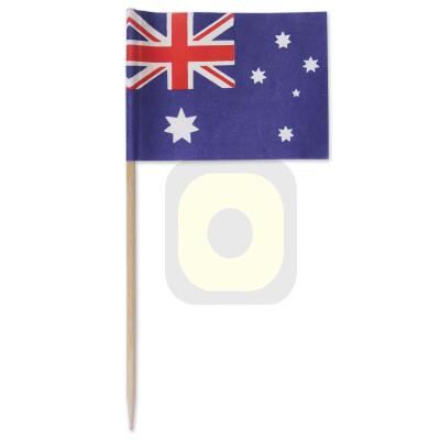 Fahnenpicker aus Holz mit Australien Flagge Motiv aus Papier.