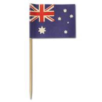 Fahnenpicker aus Holz mit Australien Flagge Motiv aus Papier.