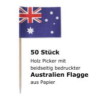 Australien Fahnenpicker mit Papierflaggen, Holzpicker und Beschreibung