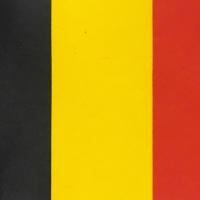 Großansicht der Flagge aus Papier, des Belgien Fahnenpickers am Holzstäbchen.