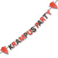 Rot-schwarze Buchstabenkette KRAMPUS PARTY mit Krampus...