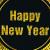 Großansicht des HAPPY NEW YEAR Schriftzuges auf den Silvesterdeko Papptellern, 23 cm, schwarz-goldgelb.