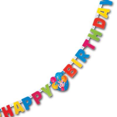 Bunte Partykette mit Winnie Pooh Motiven und Happy Birthday Schriftzug