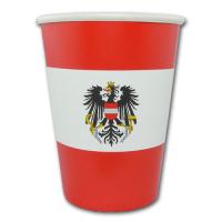 10 Länderdeko Österreich Pappbecher in rot-weiß mit...