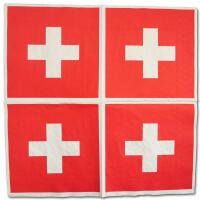 Aufgefaltete Schweiz Flagge Motivservietten rot-weiß