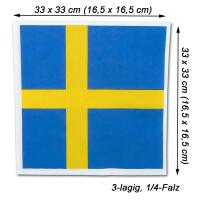 Schweden Flagge Papierservietten mit Größenangaben