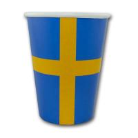 10 blau-gelbe Pappbecher Schweden im Design der...