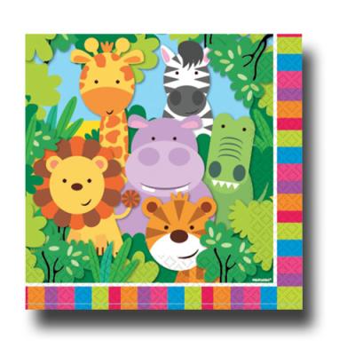 20 Servietten für den Kindergeburtstag mit Safari Motiv.