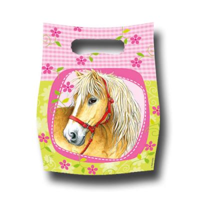 6 Partytaschen für die Partygäste beim Kindergeburtstag Pferde.