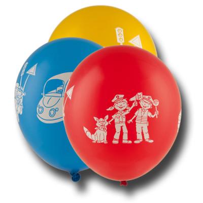 5 bunte Kindergeburtstag Luftballons mit Polizei Motiven