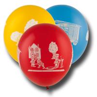 8 bunte Kindergeburtstag Luftballons mit Feuerwehr Motiven