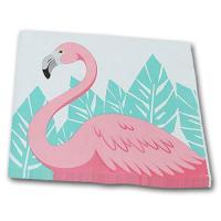 20 Motivservietten mit rosa Flamingo und grünen Blättern.