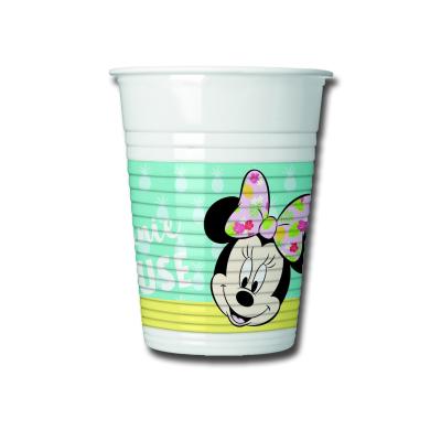 8 Kindergeburtstag Trinkbecher mit exotischem Minnie Mouse Tropical Design