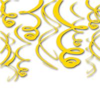 Gelbe Dekospiralen aus Kunststofffolie mit ca. 55 cm...