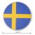 Beidseitig bedruckter Dekohänger rund mit Schweden Flagge Motiv und Abmessungsanzeige von 13,5 cm Durchmesser