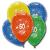 5 farbige Luftballons mit Zahl 60 Motiven für die bunte Geburtstagsdeko.