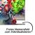 Detailansicht des freien Namensfelds auf der Avengers-Partytasche mit Pfeil und Hinweis: Freies Namensfeld zum Individualisieren