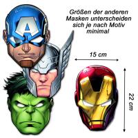 Avengers-Partymasken mit Maßangaben, passend für Kinderköpfe – ca. 22 x 15 cm